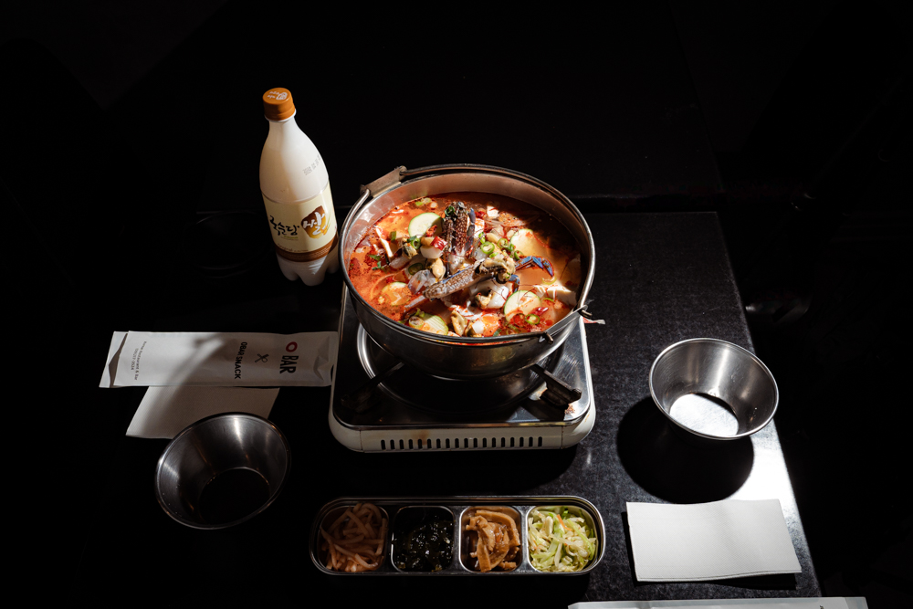 OBAR spicy seafood pot stew with mussels, prawns, squid and clams